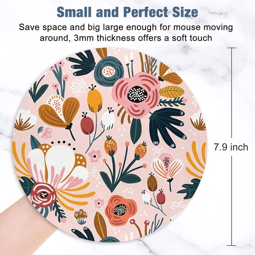 Mouse Pad, Premium-Textured Small Round Mousepad 7.9 x 7.9 Inch, Cute Mouse pad for Wireless Mouse, Waterproof Non-Slip Rubber Base Mouse Mat for