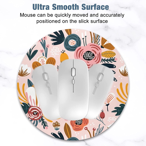 Mouse Pad, Premium-Textured Small Round Mousepad 7.9 x 7.9 Inch, Cute Mouse pad for Wireless Mouse, Waterproof Non-Slip Rubber Base Mouse Mat for