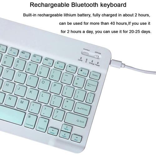 Ultra-Slim Bluetooth Keyboard Portable Rechargeable Wireless Keyboard Compact for Android Windows Tablet Cell Phone iOS iPhone iPad, iPad Pro, iPad