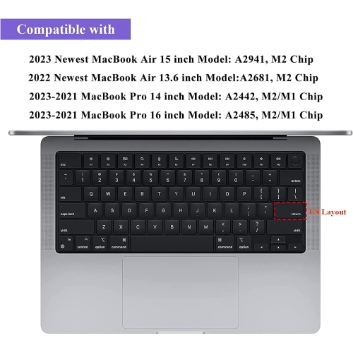 Premium Keyboard Cover Skin Ultra Thin for 2023 MacBook Air 15" M2, 2022 MacBook Air 13.6" M2 (A2681), 2023-2021 MacBook Pro 14" 16" M2 M1 (A2779