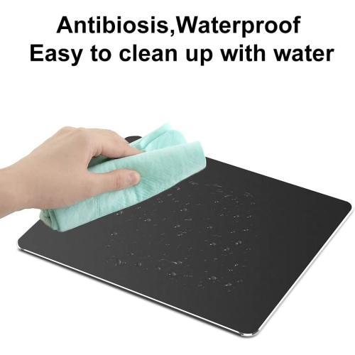 Hard Black Metal Aluminum Mouse Pad Mat Smooth Magic Ultra Thin Double Side Mouse Mat Waterproof Fast and Accurate Control for Gaming and