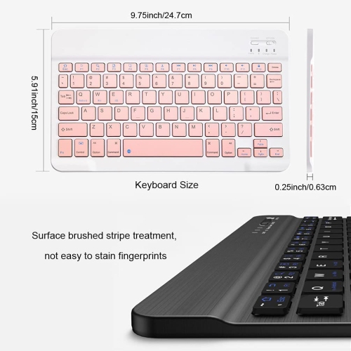 Ultra-Slim Bluetooth Keyboard Portable Rechargeable Wireless Keyboard Compact for Android Windows Tablet Cell Phone iOS iPhone iPad, iPad Pro, iPad