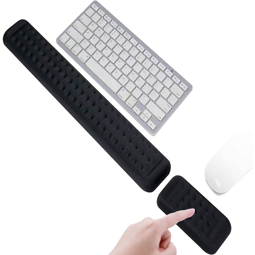 Keyboard Wrist Rest Pad & Gel Wrist Rest Support Pad Set, Ergonomic Gel Wrist Cushion Support with No-Slip PU Base, Easy Typing and Relief Wrist Pain