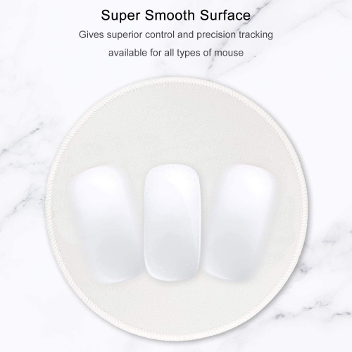 Mouse Pad, Premium-Textured Small Round Mousepad 8.7 x 8.7 Inch White, Stitched Edge Anti-Slip Waterproof Rubber Mouse Mat, Pretty Cute Mouse Pad for