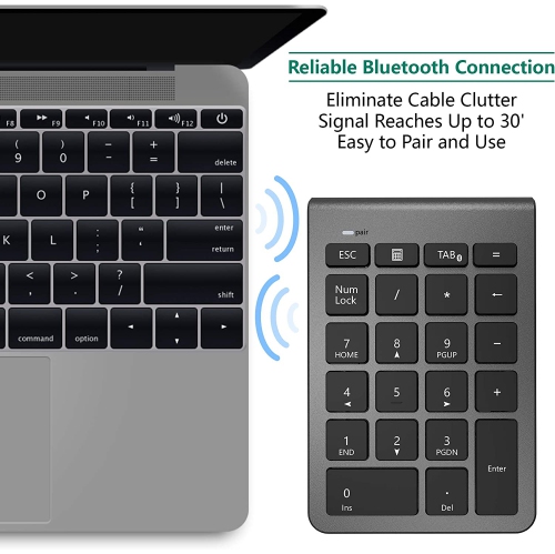 Bluetooth Numeric Keypad for Laptops, Portable Wireless Bluetooth 22-Key External Number pad with Multiple Shortcuts for Laptop, PC, Desktop, Surface