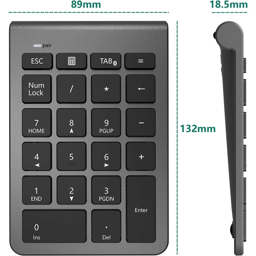 Bluetooth Numeric Keypad for Laptops, Portable Wireless Bluetooth 22-Key External Number pad with Multiple Shortcuts for Laptop, PC, Desktop, Surface