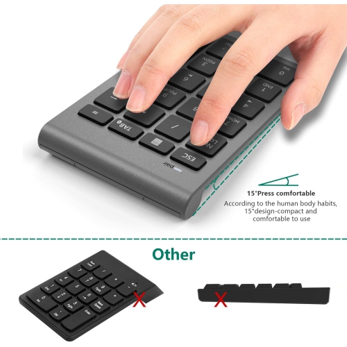 Bluetooth Numeric Keypad for Laptops, Portable Wireless Bluetooth 22-Key External Number pad with Multiple Shortcuts for Laptop, PC, Desktop, Surface
