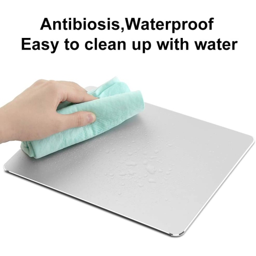 Hard Silver Metal Aluminum Mouse Pad Mat Smooth Magic Ultra Thin Double Side Mouse Mat Waterproof Fast and Accurate Control for Gaming and