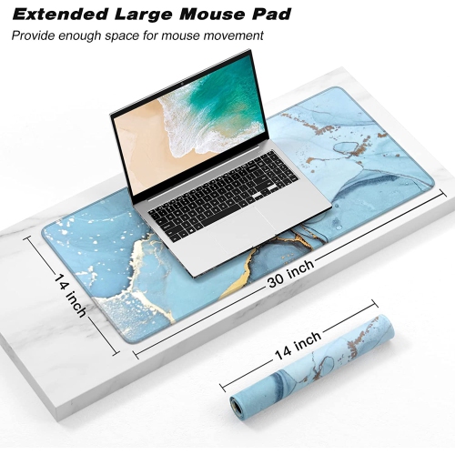 Extended Gaming Mouse Pad, XXL Large Desk Pad 30 x 14 Inch, Big Computer Keyboard Mousepad, Waterproof Mouse Mat with Stitched Edges and Non-Slip