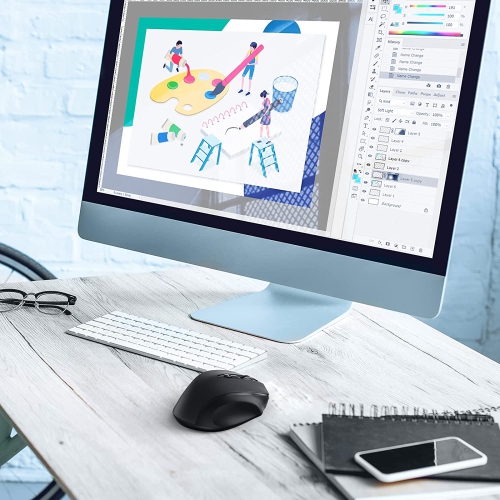 Wireless Mouse for Laptop,2400 DPI Wireless Computer Mouse with 6 Buttons,2.4G Ergonomic USB Cordless Mouse,15 Months Battery Life Mouse for Laptop