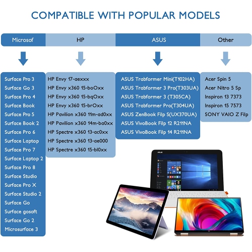 Compatible avec stylet Microsoft, stylet Surface Pen pour Surface Pro X/8/7/6/5/4/3/Surface 3/GO 3/GO 2/GO/BOOK/portable 1/2/Studio, adsorption