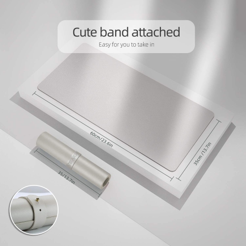 Sous-main de bureau multifonction, tapis de souris ultra mince étanche en similicuir pu, tapis de travail double usage pour le bureau/la maison