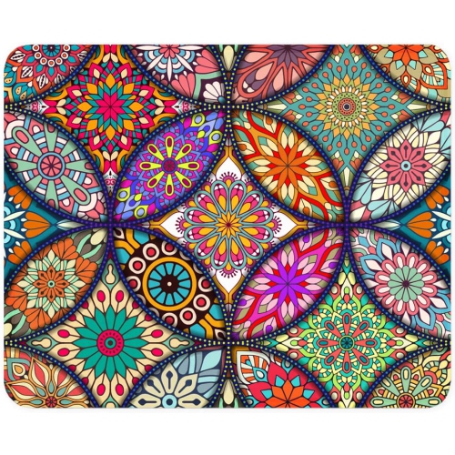 Mouse Pad, Floral Mandala Mouse Mat, Small Custom Mouse pad for Gaming, Office, Women and Men, Non-Slip Rubber Base, Stitched Edge, Waterproof,