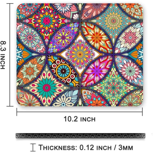 Mouse Pad, Floral Mandala Mouse Mat, Small Custom Mouse pad for Gaming, Office, Women and Men, Non-Slip Rubber Base, Stitched Edge, Waterproof,
