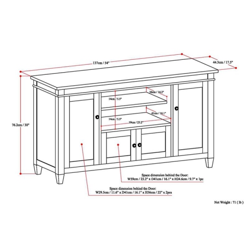 Atlin Designs 54" TV Stand in Tobacco Brown