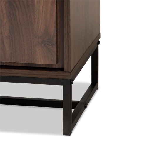 Bowery Hill Brown Finished Wood and Black Finished Metal Storage Cabinet