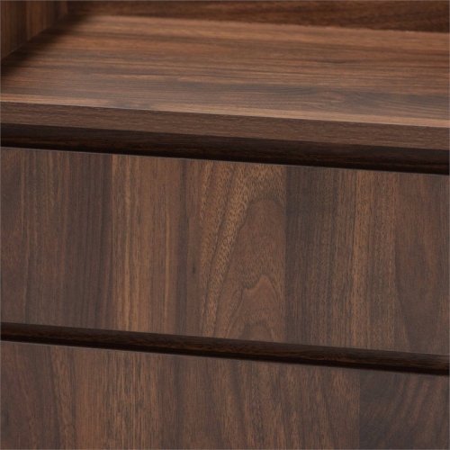 Bowery Hill Contemporary Walnut Brown Finished Wood 2-Drawer Nightstand