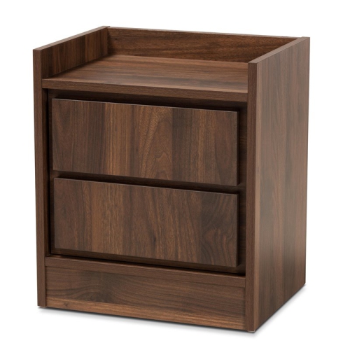 Baxton Studio Hale Walnut Brown Finished Wood 2-Drawer Nightstand