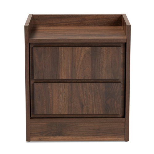 Baxton Studio Hale Walnut Brown Finished Wood 2-Drawer Nightstand