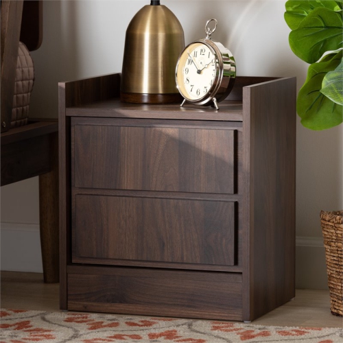 Baxton Studio Hale Walnut Brown Finished Wood 2-Drawer Nightstand