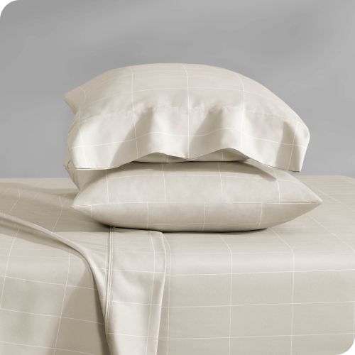 ENS. Taies d'oreiller en microfibre ultradouce 1800 po Bare Home - double brossé - Hypoallergénique - résistant aux plis - quadrillé - Pierre-blanc,