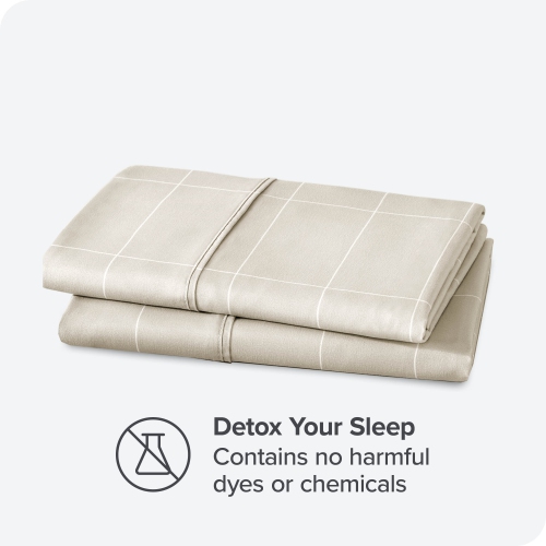 Bare Home Premium 1800 Ultra-Soft Microfiber Pillowcase Set - Double Brushed - Hypoallergenic - Wrinkle Resistant - Grid - Stone/White, King