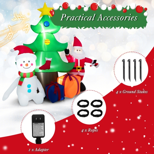 Costway 7.2 FT Inflatable Christmas Decoration Lighted Blow up Xmas Tree w/ Santa Claus