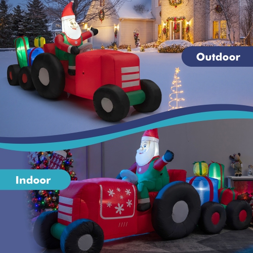 Tracteur gonflable de Noël long de 9 pi avec décorations de cadeaux de Costway