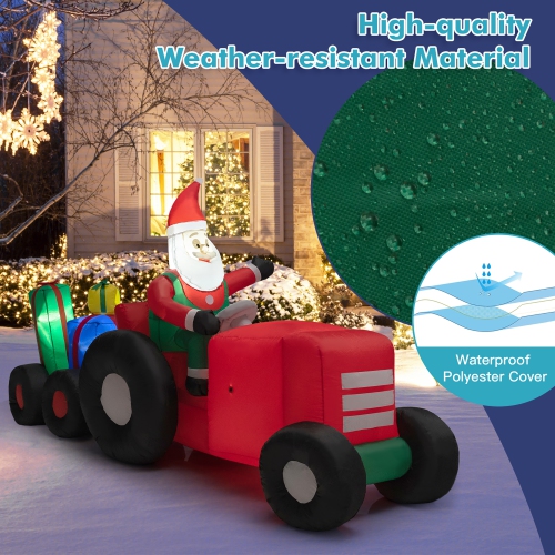 Tracteur gonflable de Noël long de 9 pi avec décorations de cadeaux de Costway