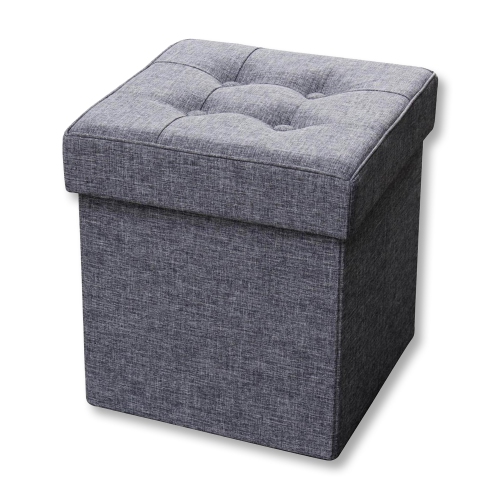 ITY International - Ottomane/Repose-Pied Pliable en Tissus avec Rangement, 15" x 15" x 15", Gris