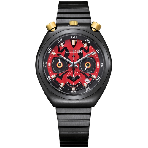 Montre à quartz japonais Darth Maul pour hommes de 38&nbsp;mm la guerre des étoiles, boîtier et bracelet en acier inoxydable noir, cadran rouge