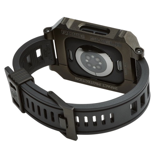 Rowe Tactical - Rowe Shield Apple Watch Case for Series 7/8, Size 45mm with ISOFrane Band - CNC Machined 6061 Aluminum, PVD Black