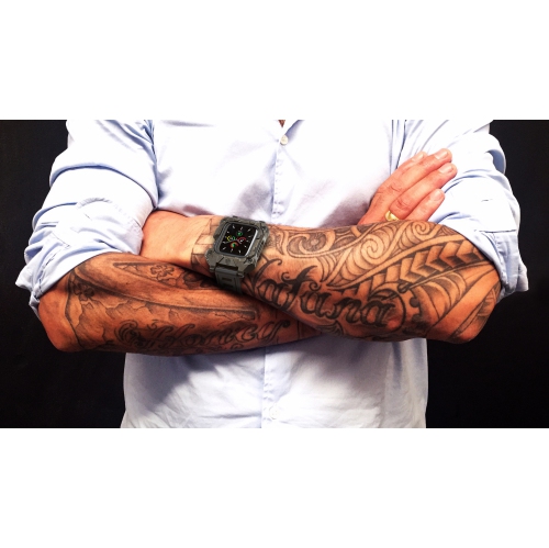 Rowe Tactical - Rowe Shield Apple Watch Case for Series 7/8, Size 45mm with ISOFrane Band - CNC Machined 6061 Aluminum, PVD Black