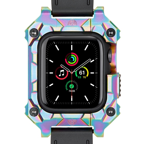 Rowe Tactical - Rowe Shield Apple Watch Case for Series 7/8, Size 45mm with ISOFrane Band - CNC Machined 6061 Aluminum, PVD Chameleon Iridescent