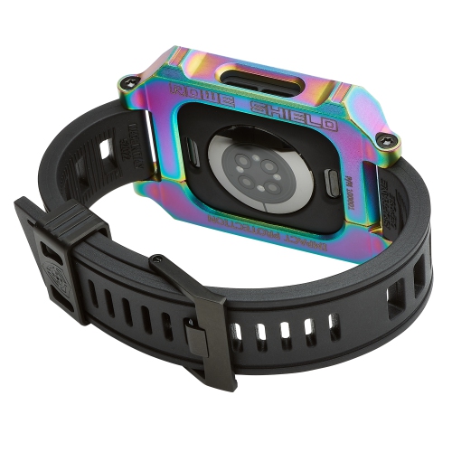 Rowe Tactical - Rowe Shield Apple Watch Case for Series 7/8, Size 45mm with ISOFrane Band - CNC Machined 6061 Aluminum, PVD Chameleon Iridescent