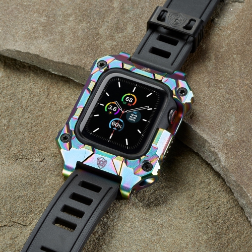 Rowe Tactical - Rowe Shield Apple Watch Case for Series 7/8, Size 45mm with ISOFrane Band - CNC Machined 6061 Aluminum, PVD Chameleon Iridescent
