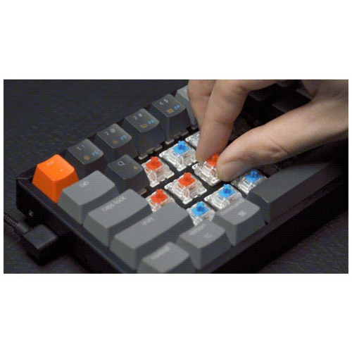 Clavier mécanique sans fil Hotswap K12 de Keychron - Noir - DEL blanche - Bleu optique - 60 % - Windows Mac OS Android (K12-D2)