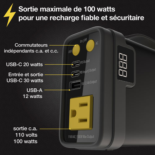 Mini chargeur portatif PowerCube de 32 000 mAh à 4 prises de Scosche