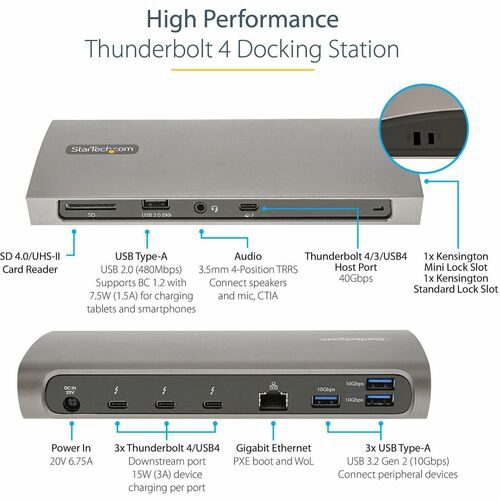StarTech Thunderbolt 4 Dock 96W - Gray -