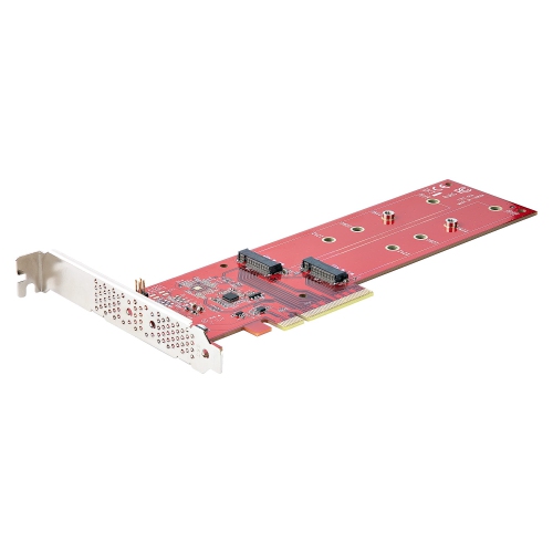 Dual M.2 PCIe SSD Adapter Card, x8 / x16 Dual NVMe or AHCI M.2 SSD to PCI Express 4.0, Up to 7.8GBps/Drive-(DUAL-M2-PCIE-CARD-B)
