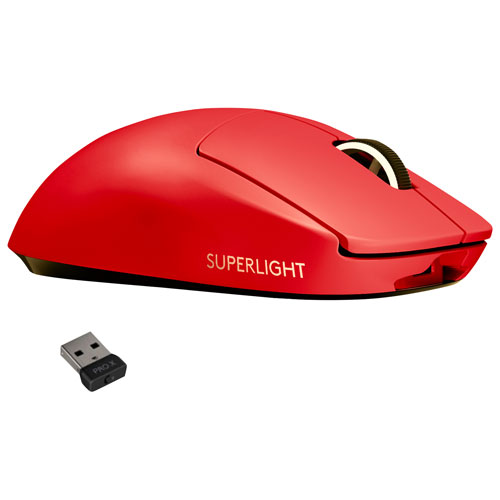 Souris jeu optique sans fil 25 600 ppp G Pro X HERO Superlight Logitech - Rouge - Exclusivité Best Buy
