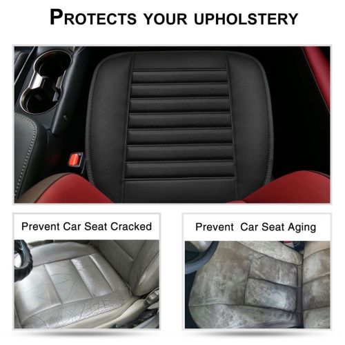 Housse de siège avant rembourrée et perméable à l'air en cuir de luxe noir pour toutes les voitures