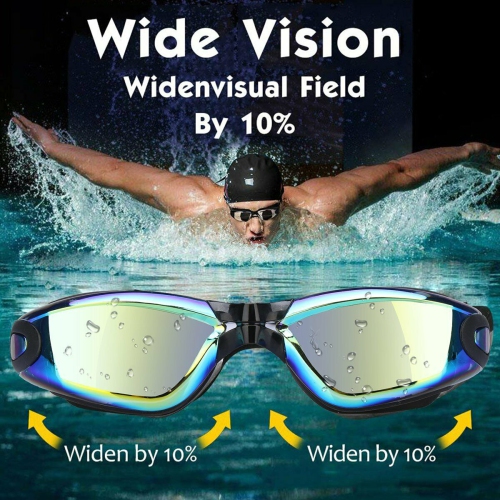 Aqua Wide View Swimming Goggles No Leaking, Anti Fog, UV Protection w/ Free Case