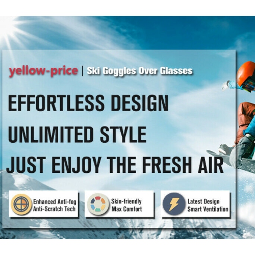 Professional OTG Ski / Snowboard Goggles [Anti-Fog,Anti-Glare,UV400 Protection]