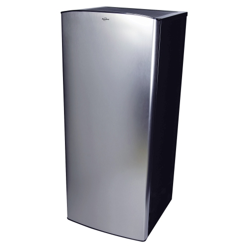 KOOLATRON  Stainless Steel Compact Fridge \w Freezer, 6.2 Cu Ft (176L) And Black, Space-Saving Flat Back, Reversible Door, Tempered Glass Shelves