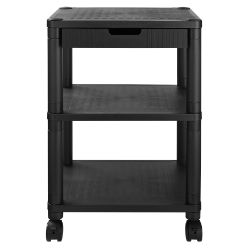 3-Tier Office Printer Stand Cart,24.4 inch High Lapdesk Shelf with Drawer Mobile Printer Cart and 4 Swivel Wheels for Home and Office