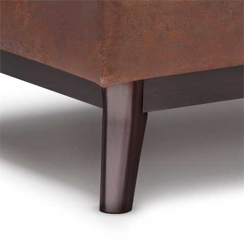 Owen 34 in. W Table Storage Ottoman in Distressed Saddle Brown Faux Leather