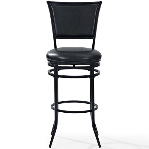 Bowery Hill 30" Faux Leather Upholstered Swivel Bar Stool in Black