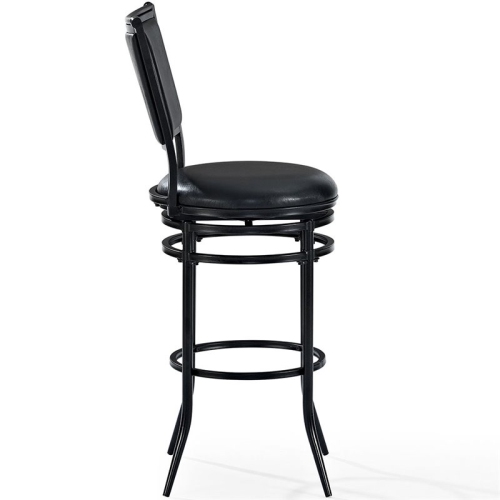 Bowery Hill 30" Faux Leather Upholstered Swivel Bar Stool in Black