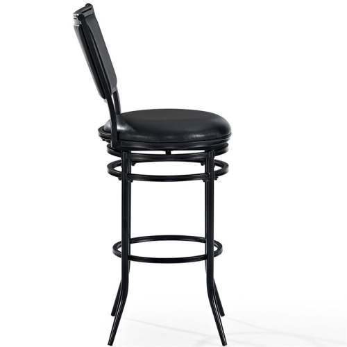 Bowery Hill 30" Faux Leather Upholstered Swivel Bar Stool in Black